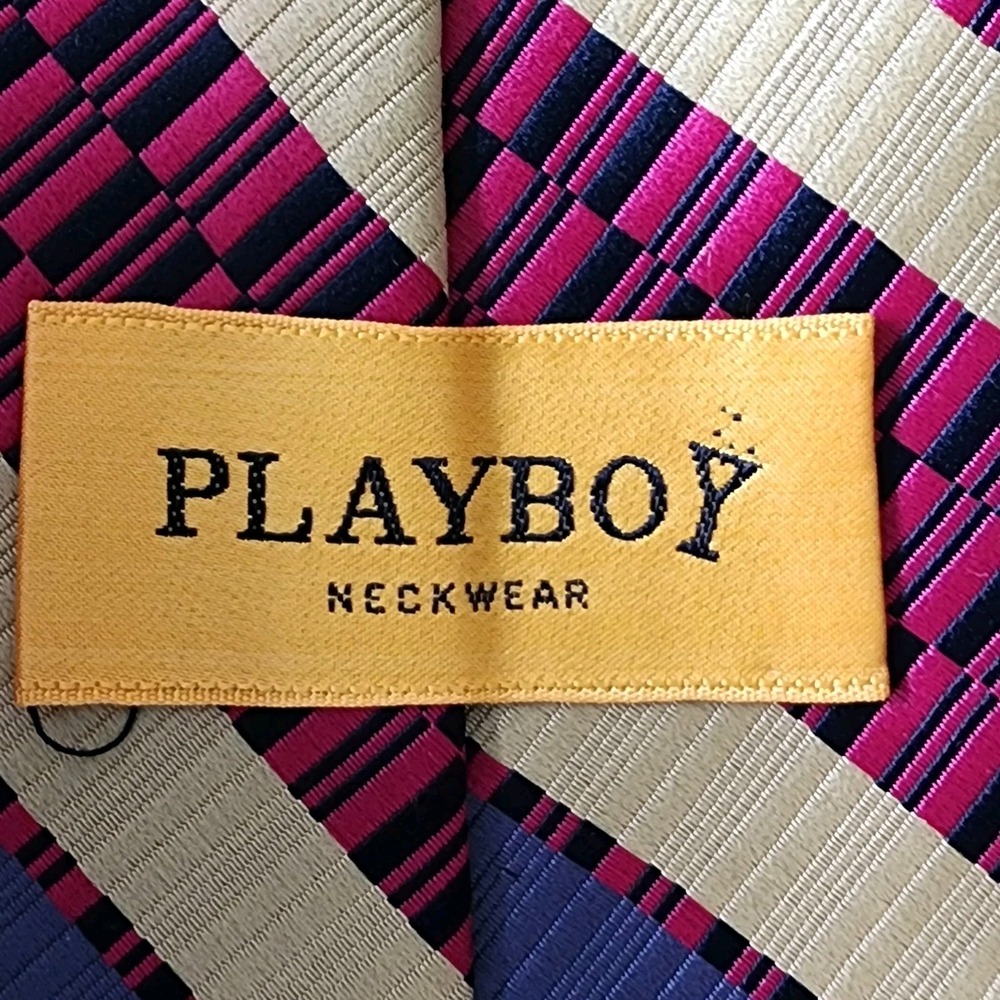 Playboy‎ Neck Tie Striped Necktie Stripes 90s Y2K Geometric Luxury Corporate